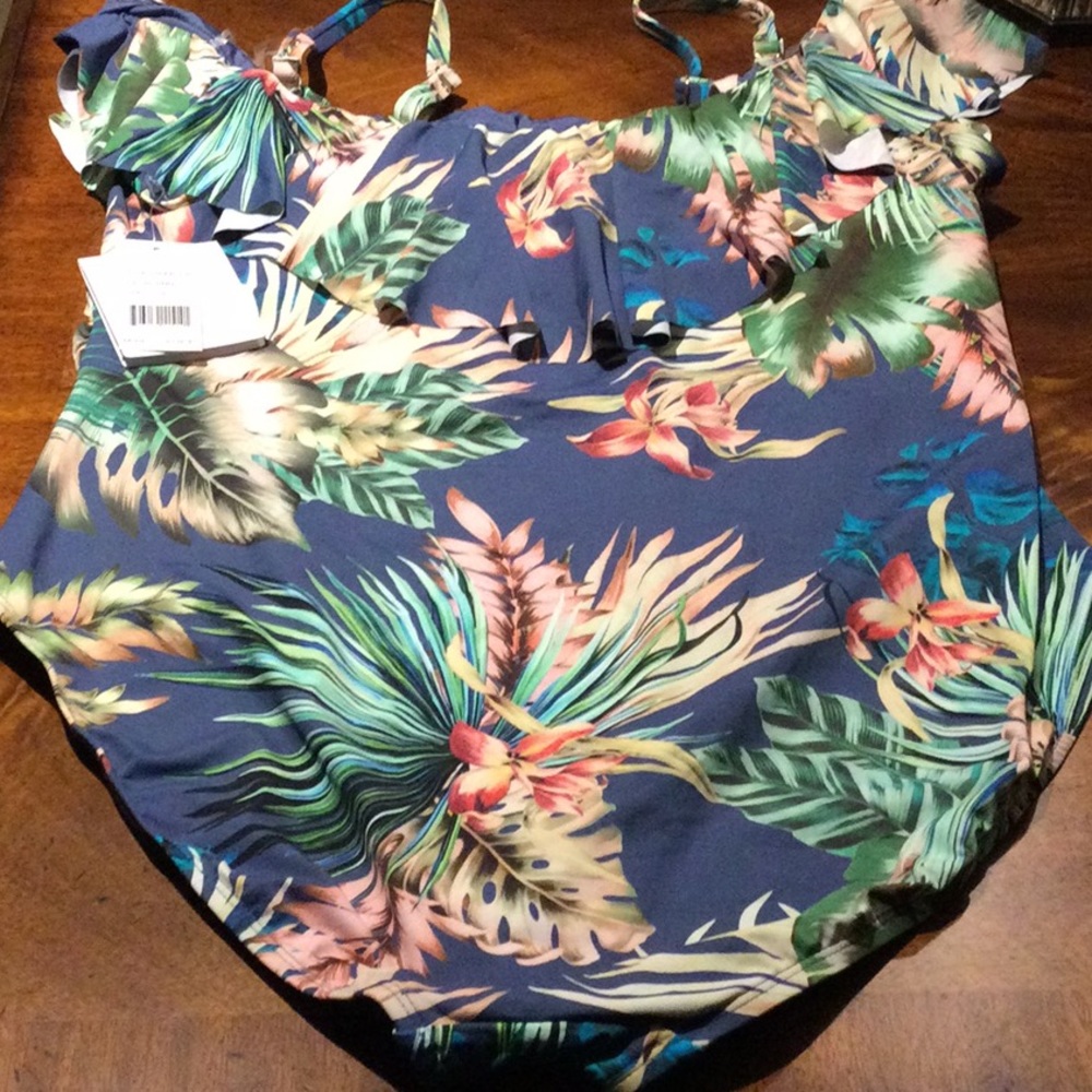 NWT $134 LA BLANCA 22W TROPICAL RAIN OFF SHOULDER - Picture 5 of 10